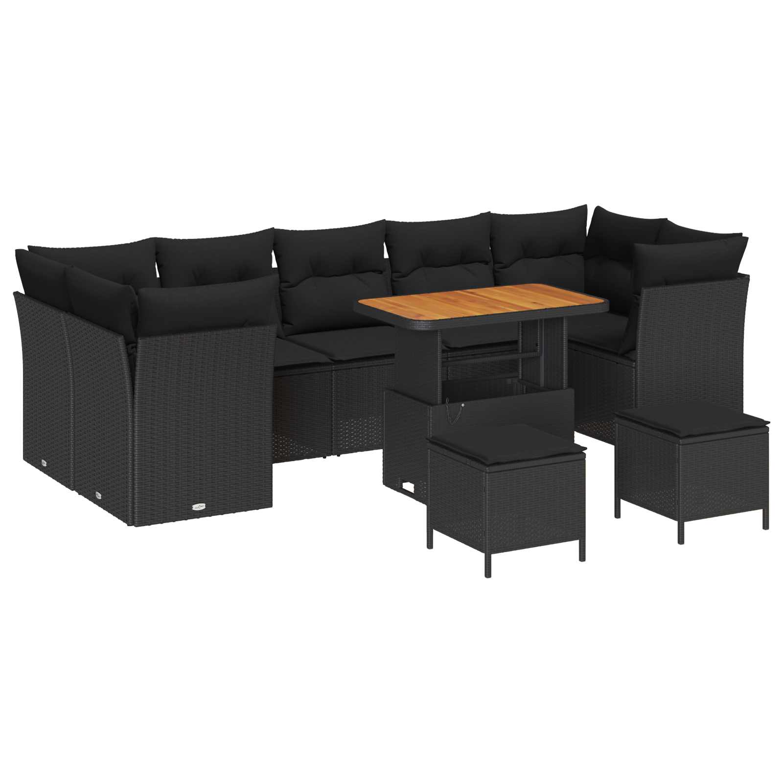 vidaXL Zestaw Sof na Ogród 10 pcs Czarny polirattan