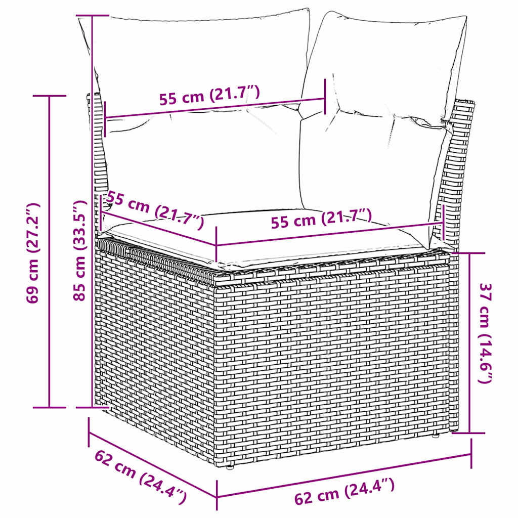 vidaXL Zestaw Sof na Ogród 8 szt. Czarny polirattan