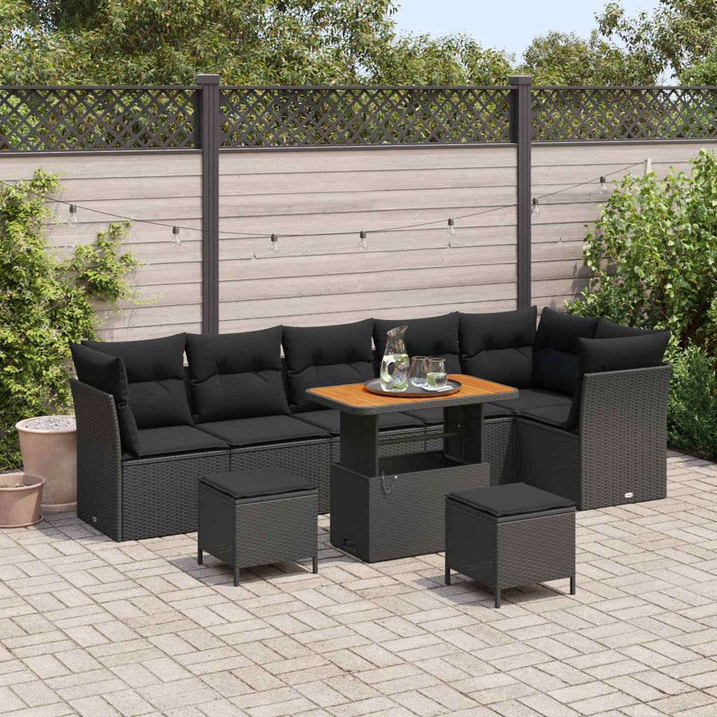vidaXL Zestaw Sof na Ogród 9 pcs Czarny polirattan