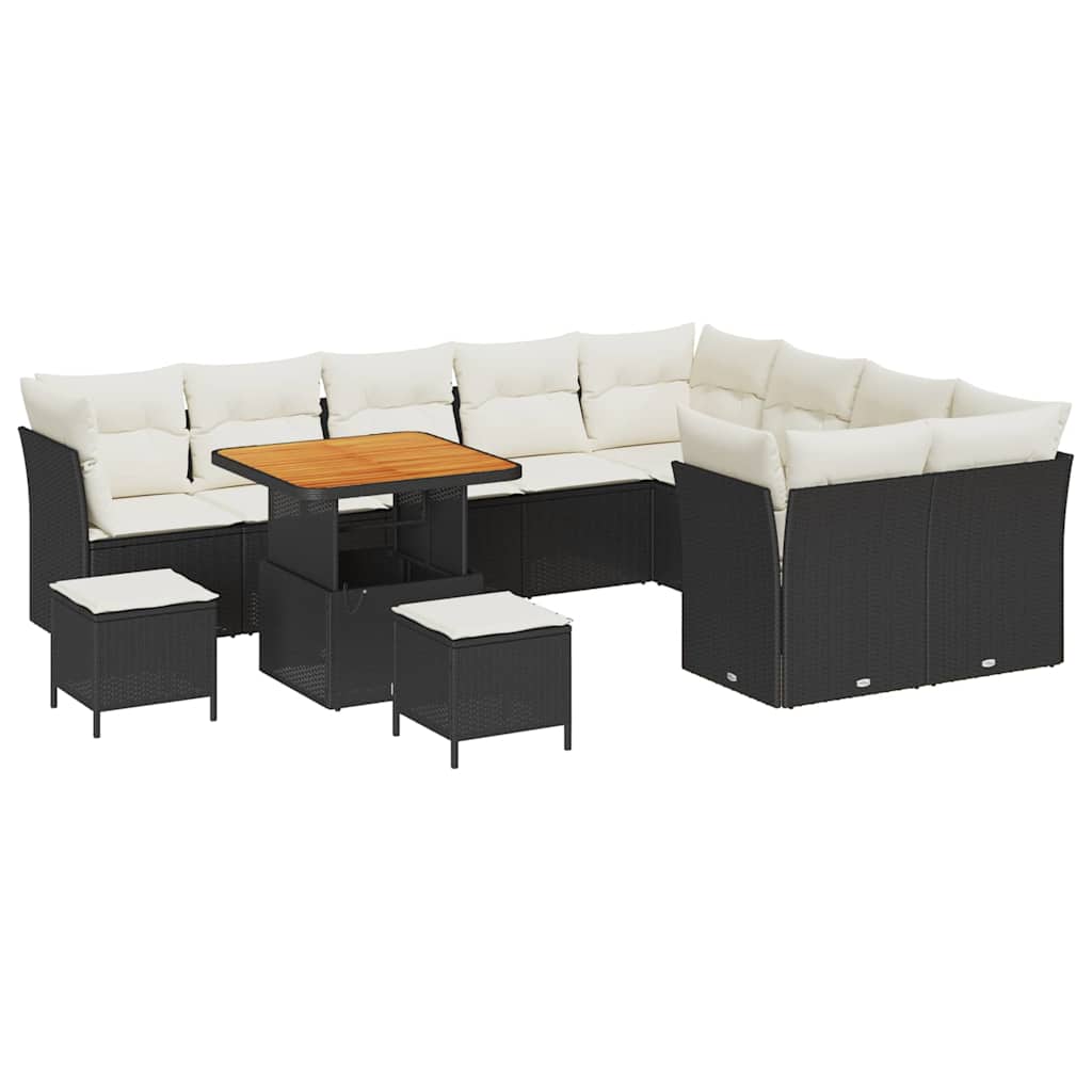 vidaXL Zestaw Sof na Ogród 12 pcs Czarny polirattan