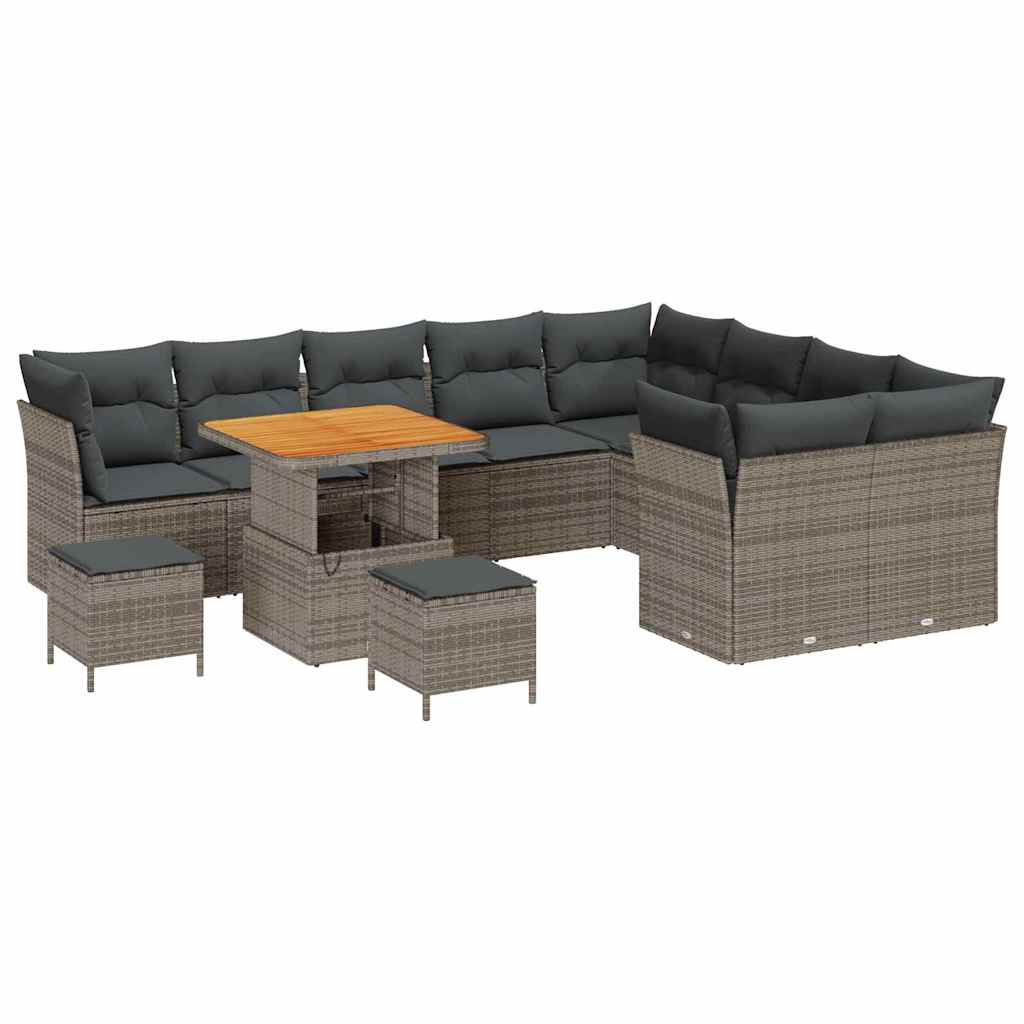 vidaXL Zestaw Sof na Ogród 12 pcs Szary polirattan