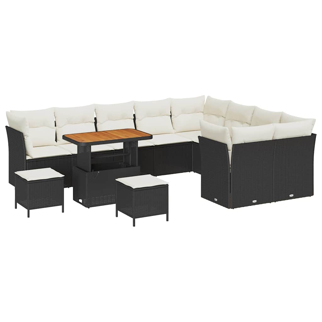 vidaXL Zestaw Sof na Ogród 12 pcs Czarny polirattan