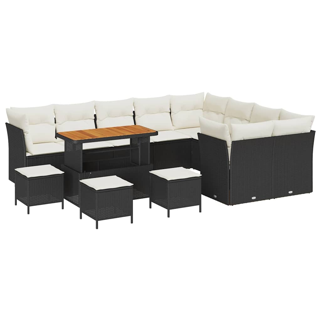 vidaXL Zestaw Sof na Ogród 13 pcs Czarny polirattan