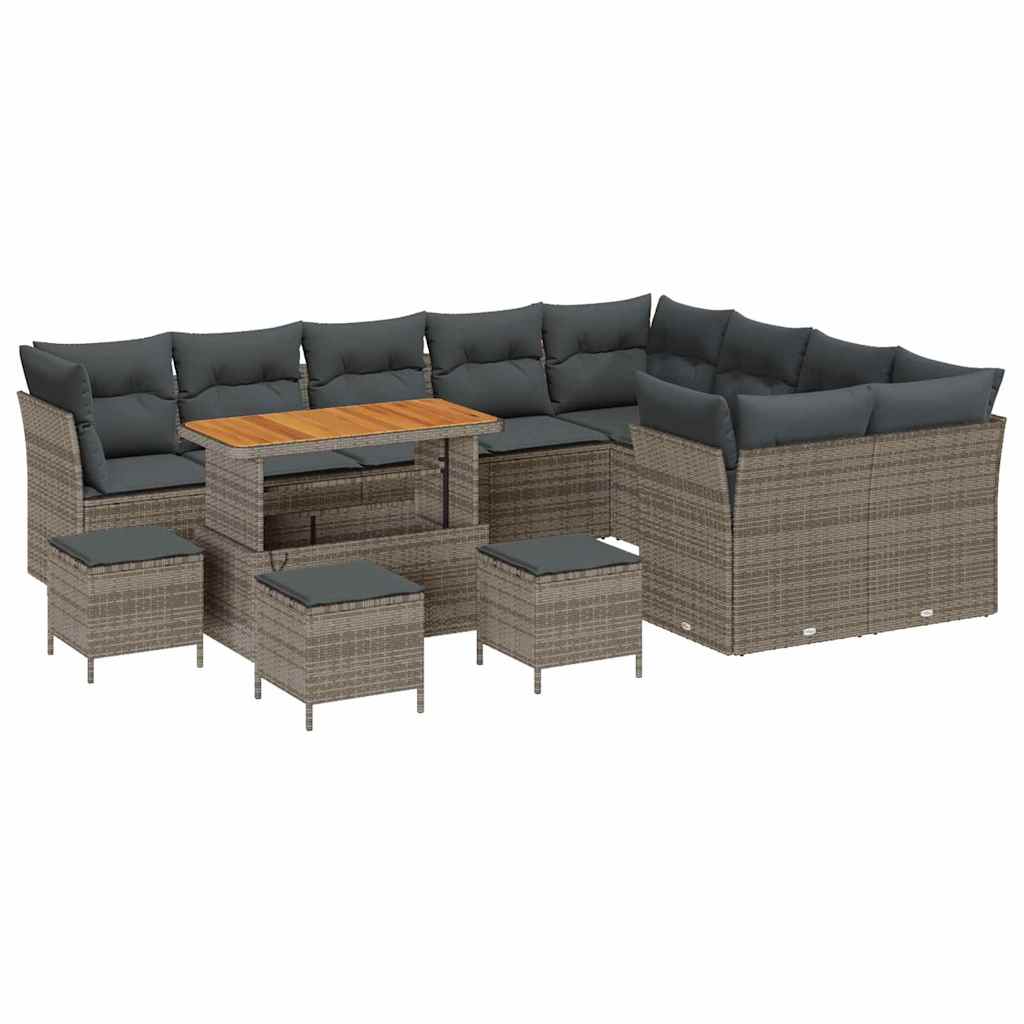 vidaXL Zestaw Sof na Ogród 13 pcs Szary polirattan
