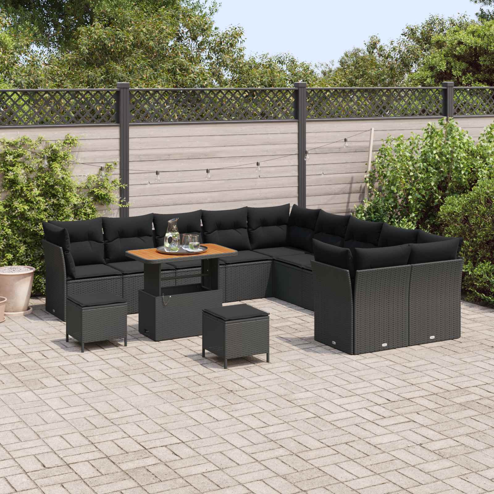 vidaXL Zestaw Sof na Ogród 13 pcs Czarny polirattan