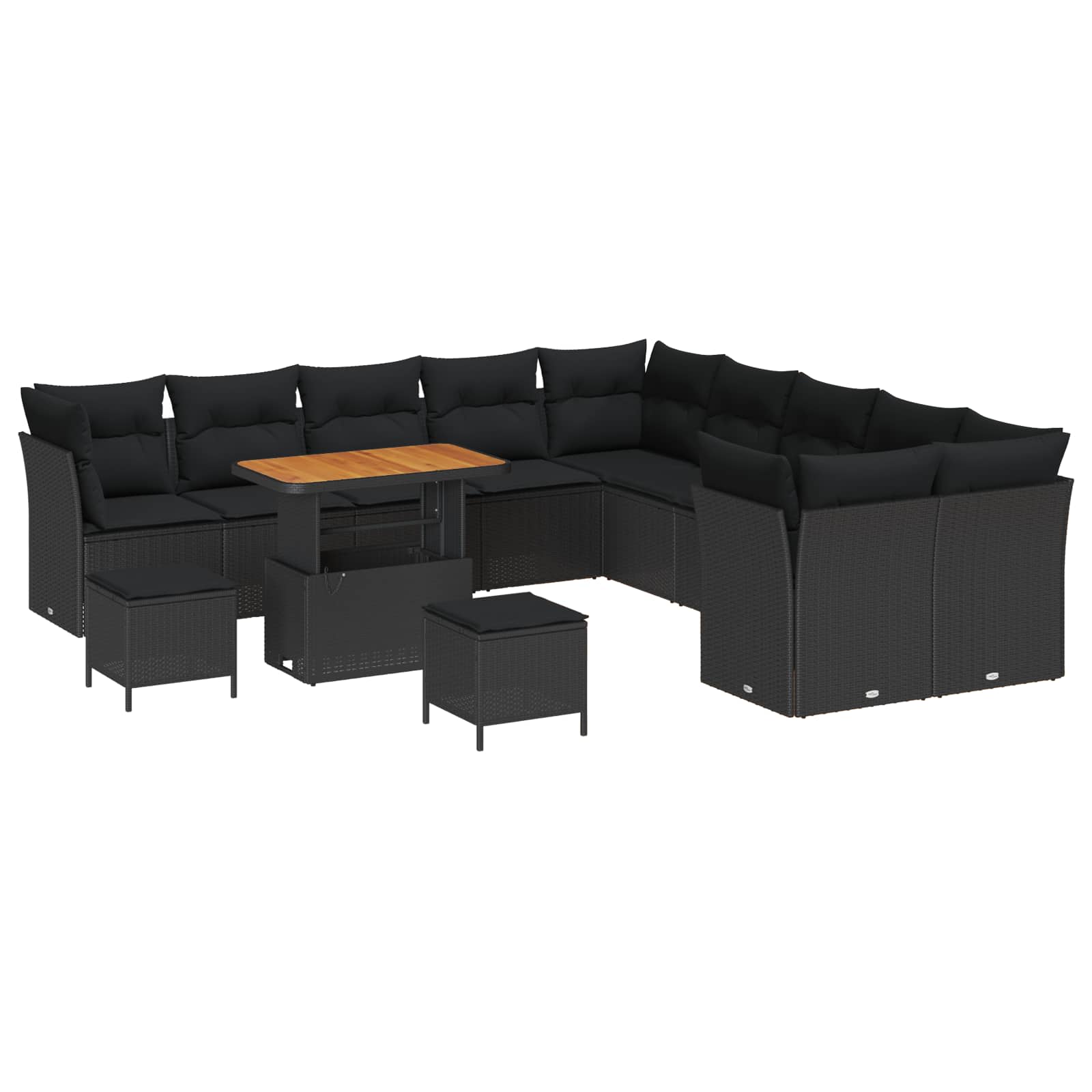 vidaXL Zestaw Sof na Ogród 13 pcs Czarny polirattan