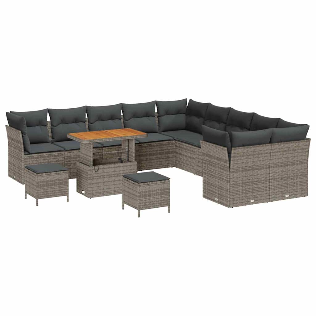 vidaXL Zestaw Sof na Ogród 13 pcs Szary polirattan
