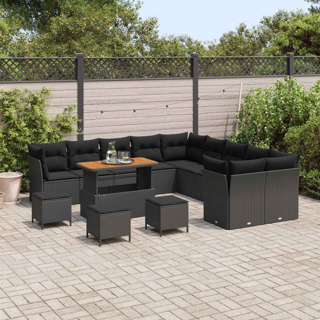 vidaXL Zestaw Sof na Ogród 14 pcs Czarny polirattan