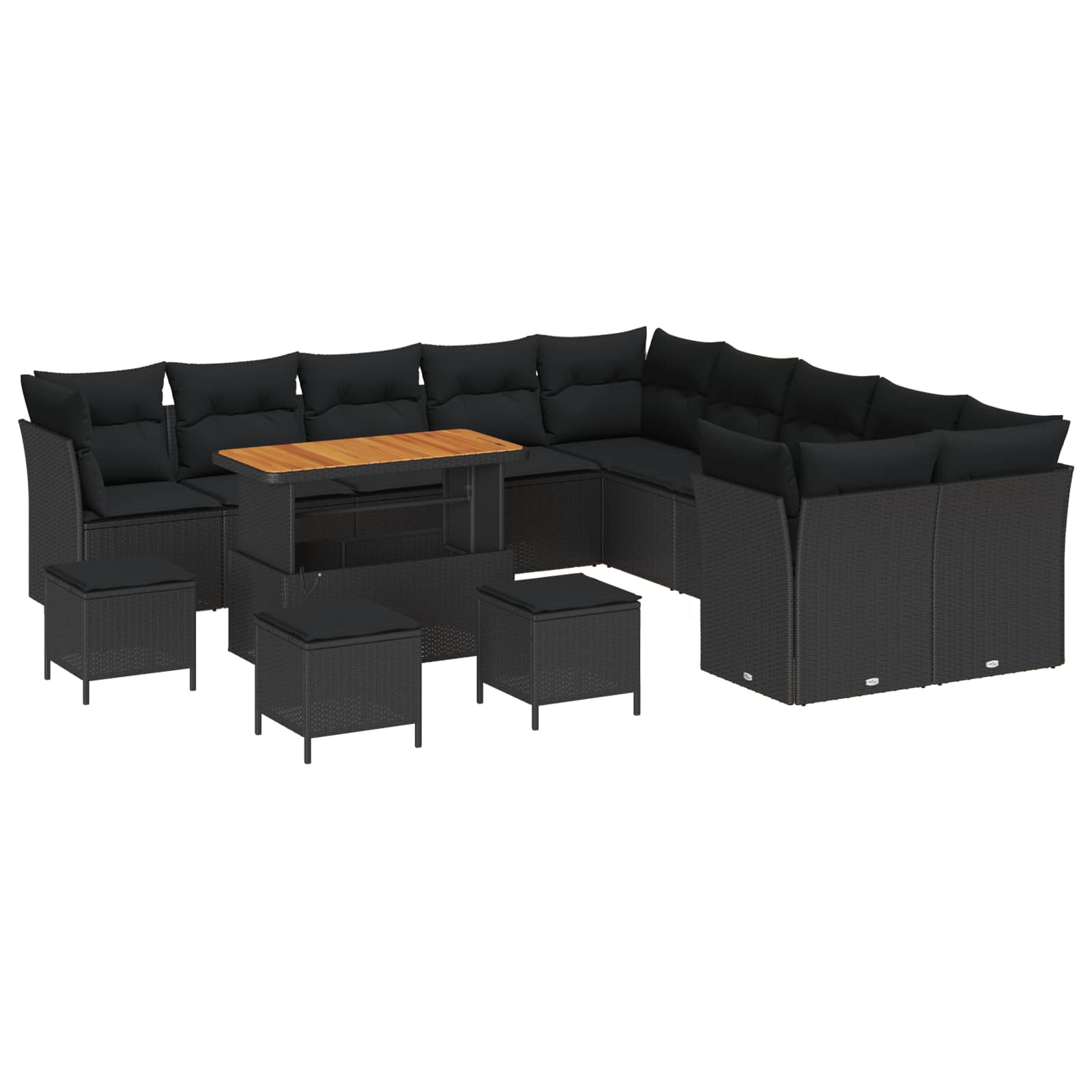 vidaXL Zestaw Sof na Ogród 14 pcs Czarny polirattan