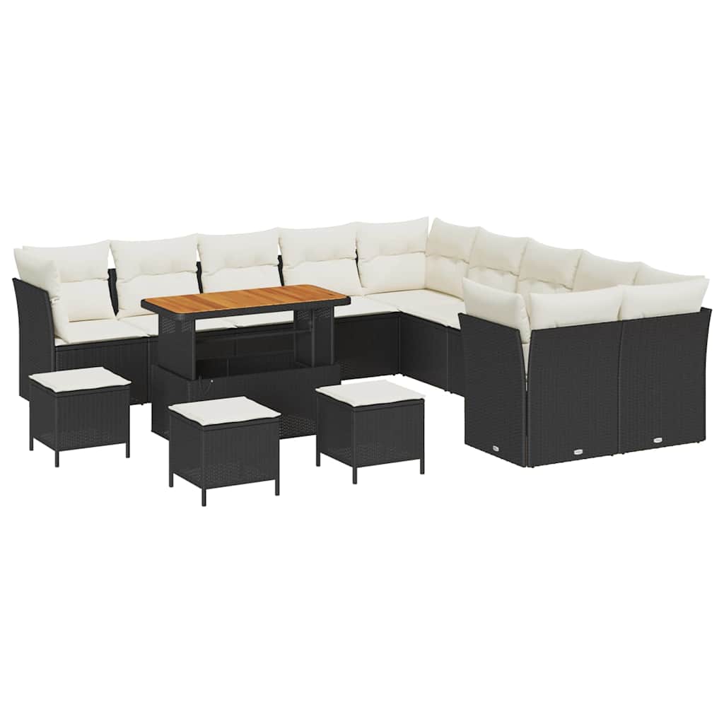 vidaXL Zestaw Sof na Ogród 14 pcs Czarny polirattan