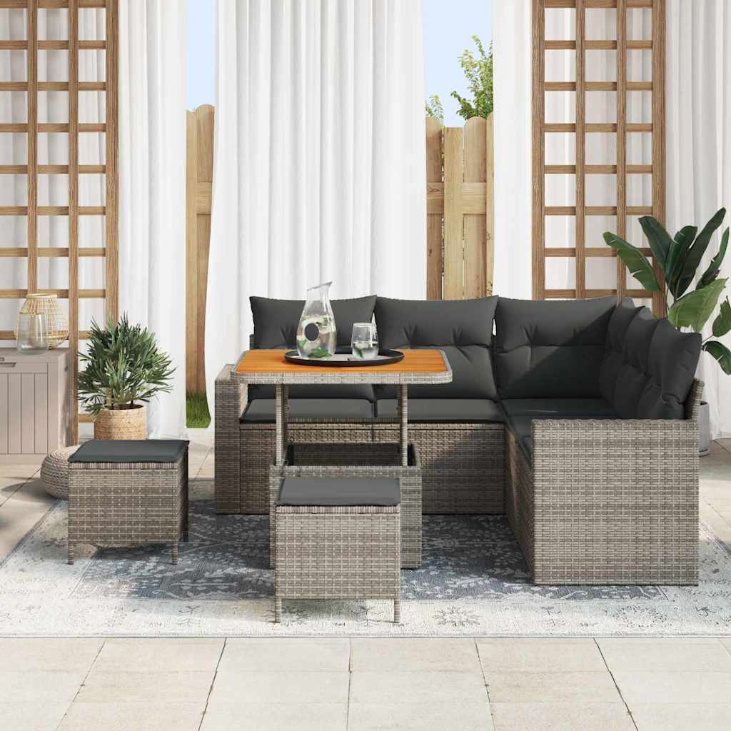 vidaXL Zestaw Sof na Ogród 8 pcs Szary polirattan