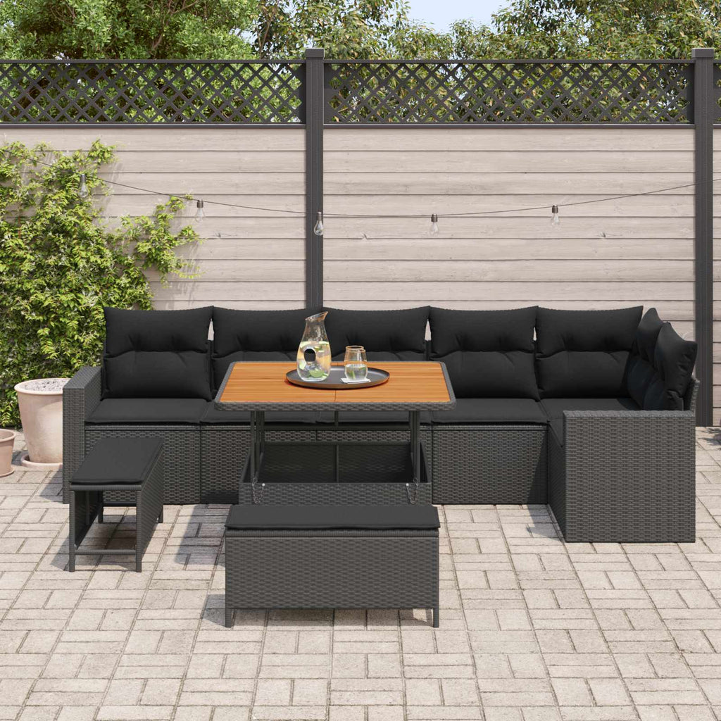 vidaXL Zestaw Sof na Ogród 9 pcs Czarny polirattan