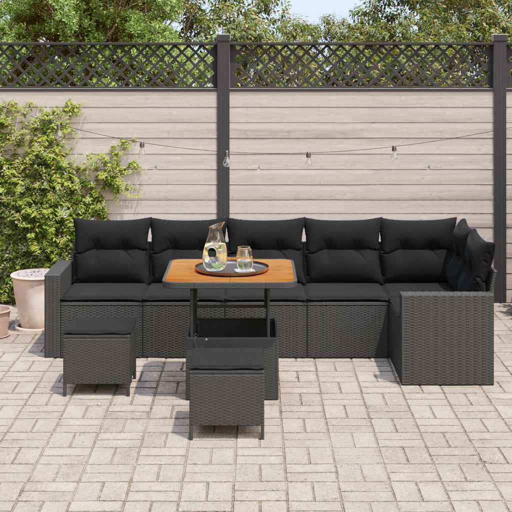 vidaXL Zestaw Sof na Ogród 9 pcs Czarny polirattan