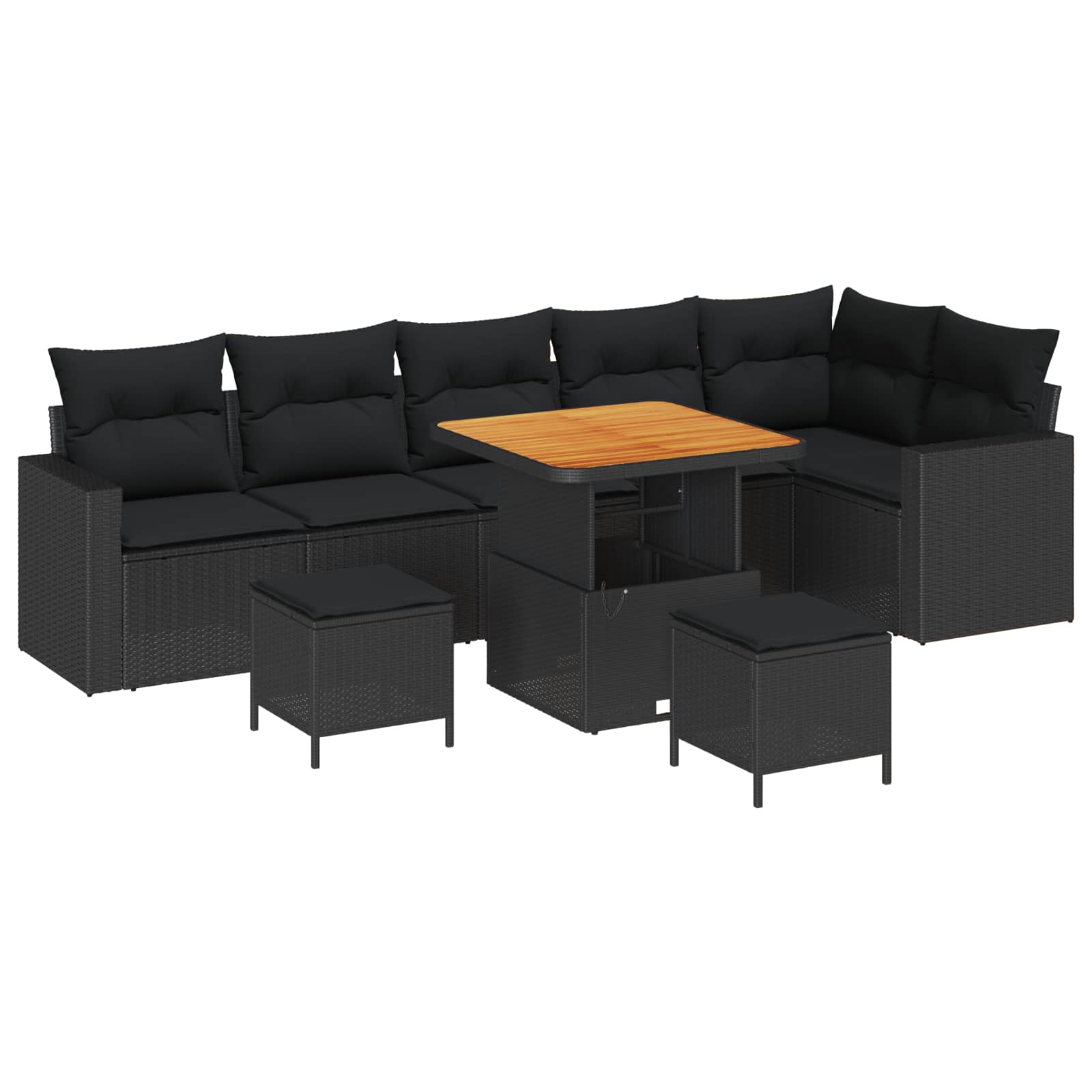 vidaXL Zestaw Sof na Ogród 9 pcs Czarny polirattan