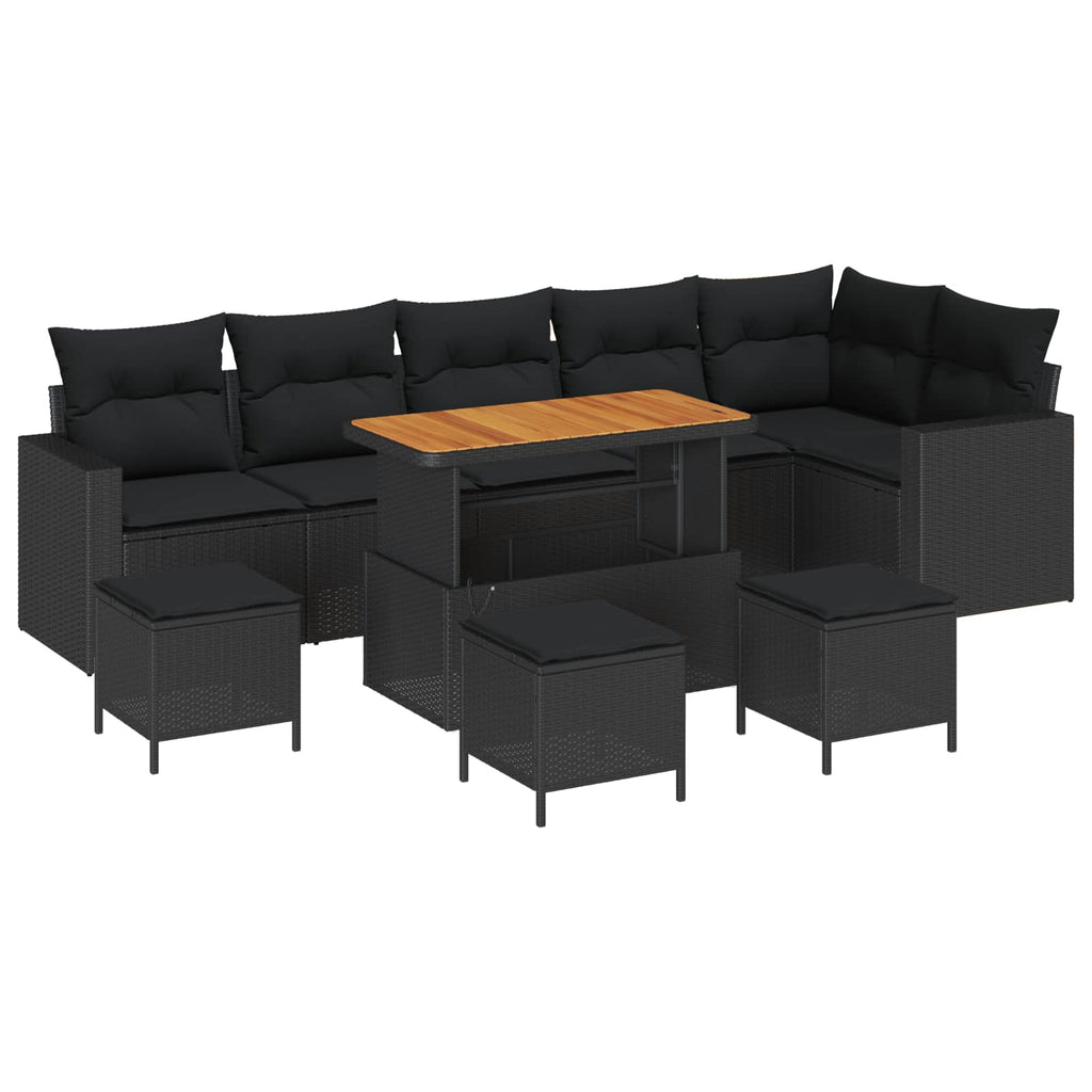 vidaXL Zestaw Sof na Ogród 10 pcs Czarny polirattan