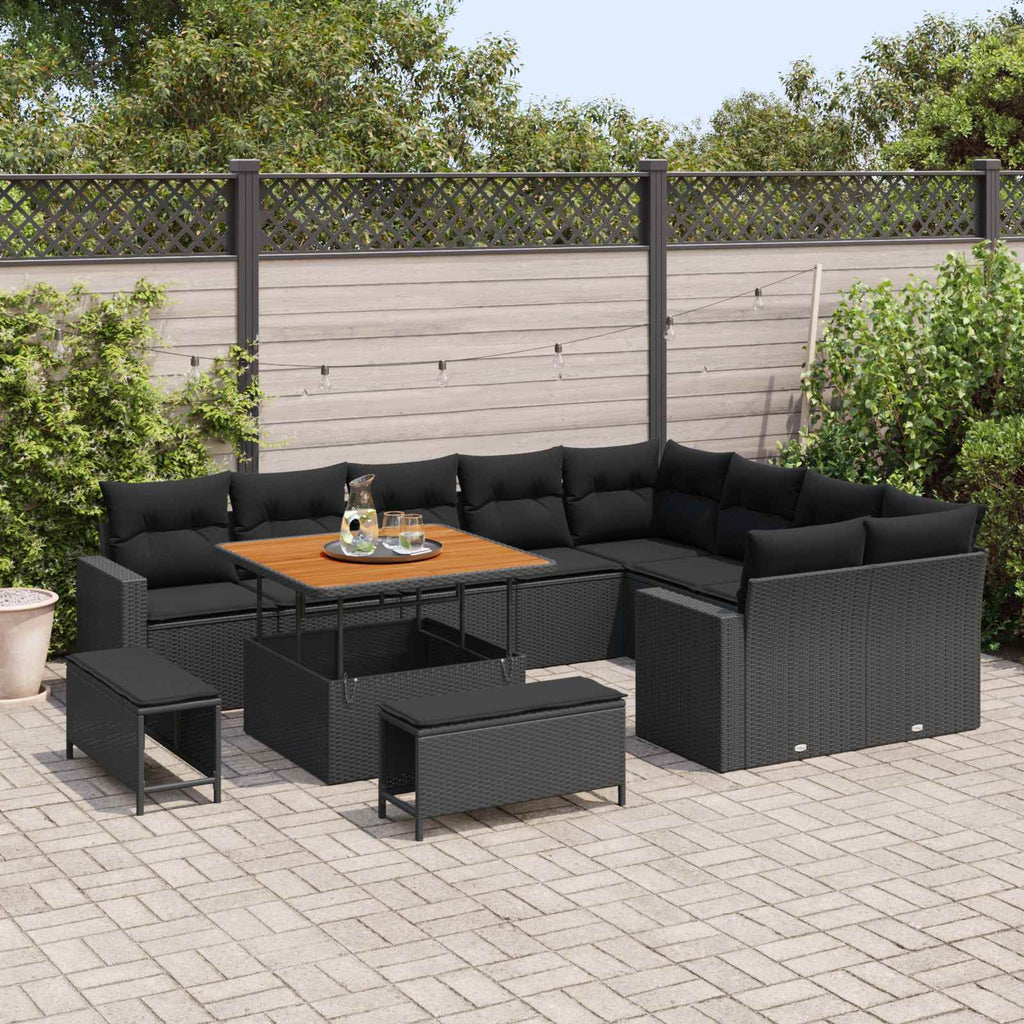 vidaXL Zestaw Sof na Ogród 12 pcs Czarny polirattan