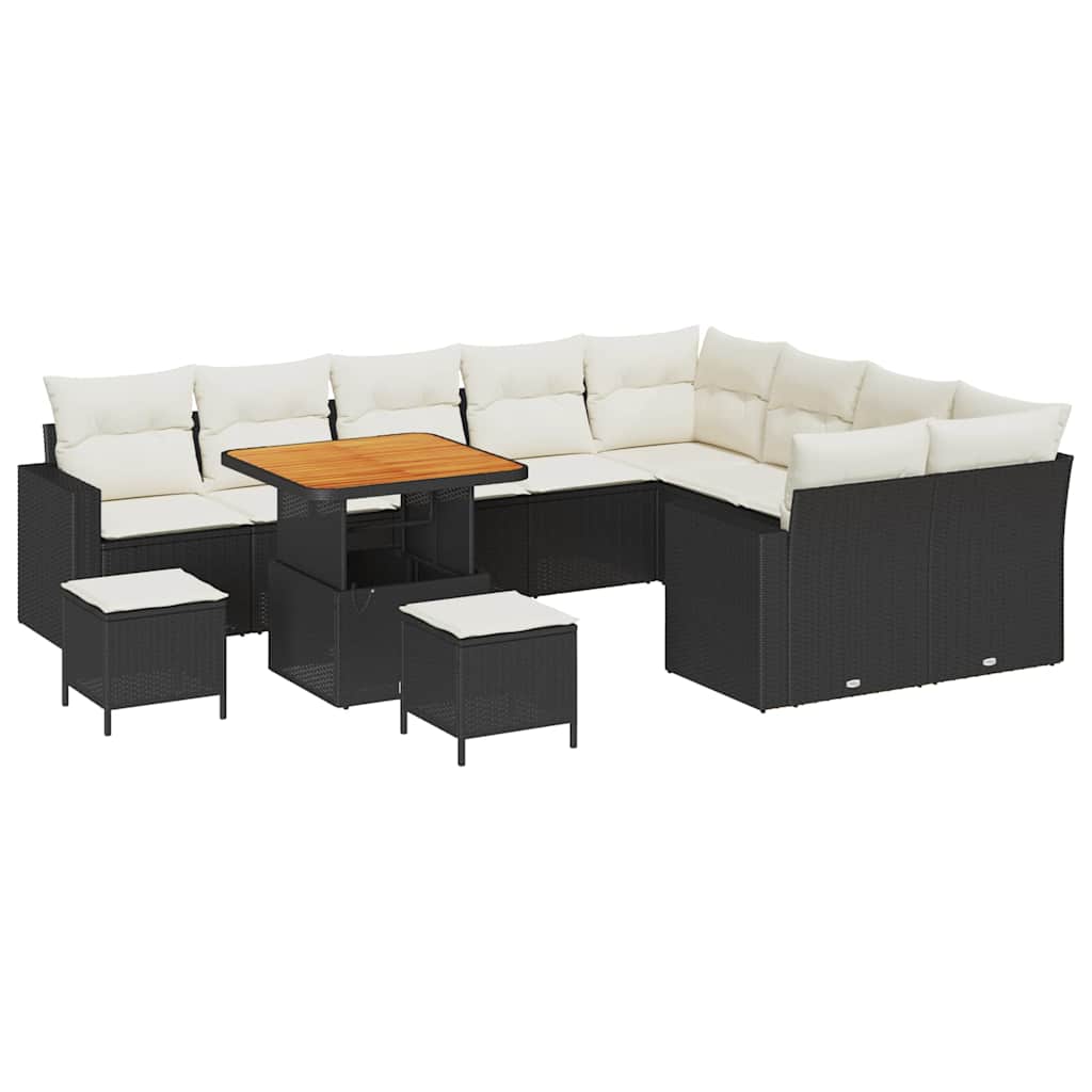 vidaXL Zestaw Sof na Ogród 12 pcs Czarny polirattan