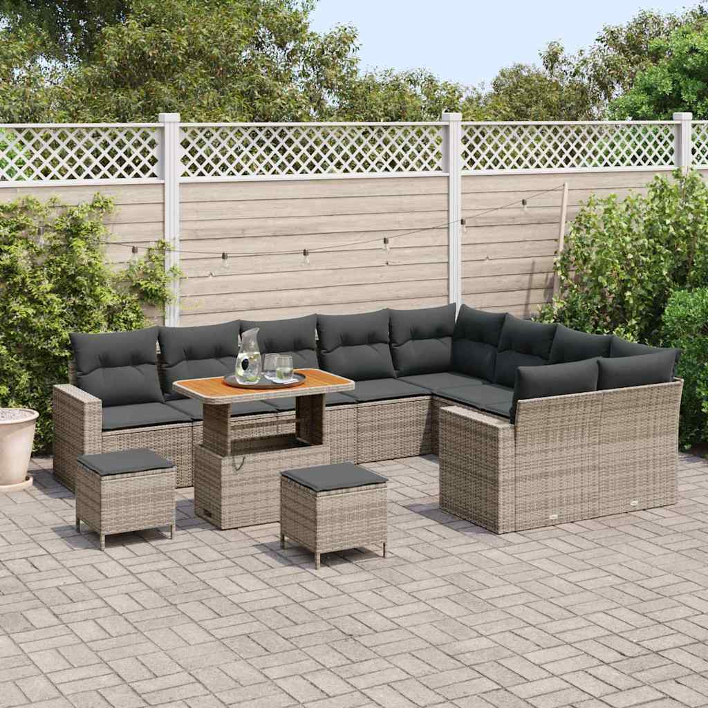 vidaXL Zestaw Sof na Ogród 12 pcs Szary polirattan