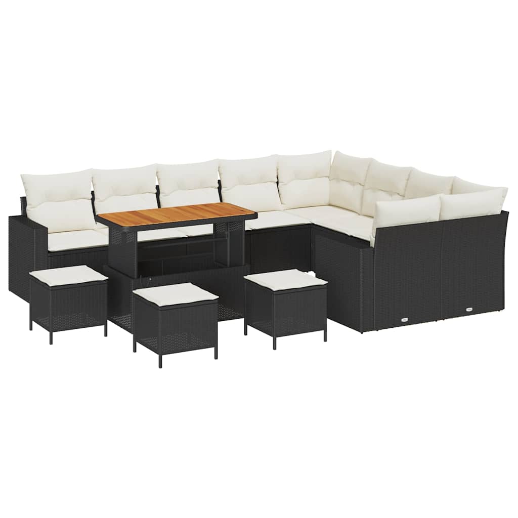 vidaXL Zestaw Sof na Ogród 13 pcs Czarny polirattan