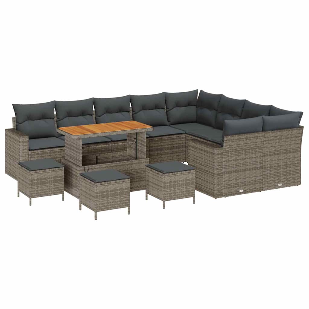 vidaXL Zestaw Sof na Ogród 13 pcs Szary polirattan