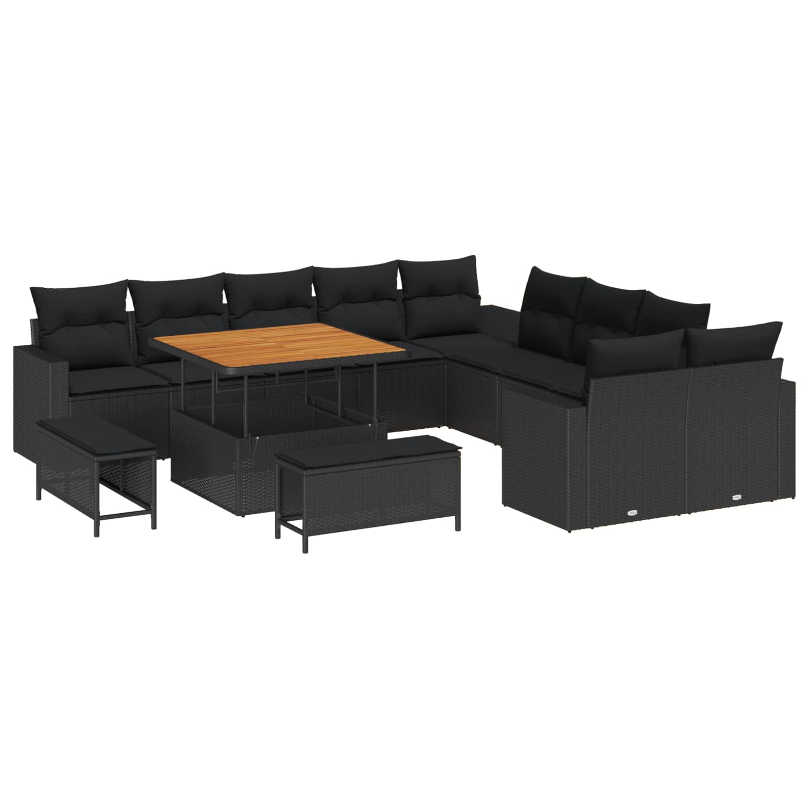 vidaXL Zestaw Sof na Ogród 13 pcs Czarny polirattan