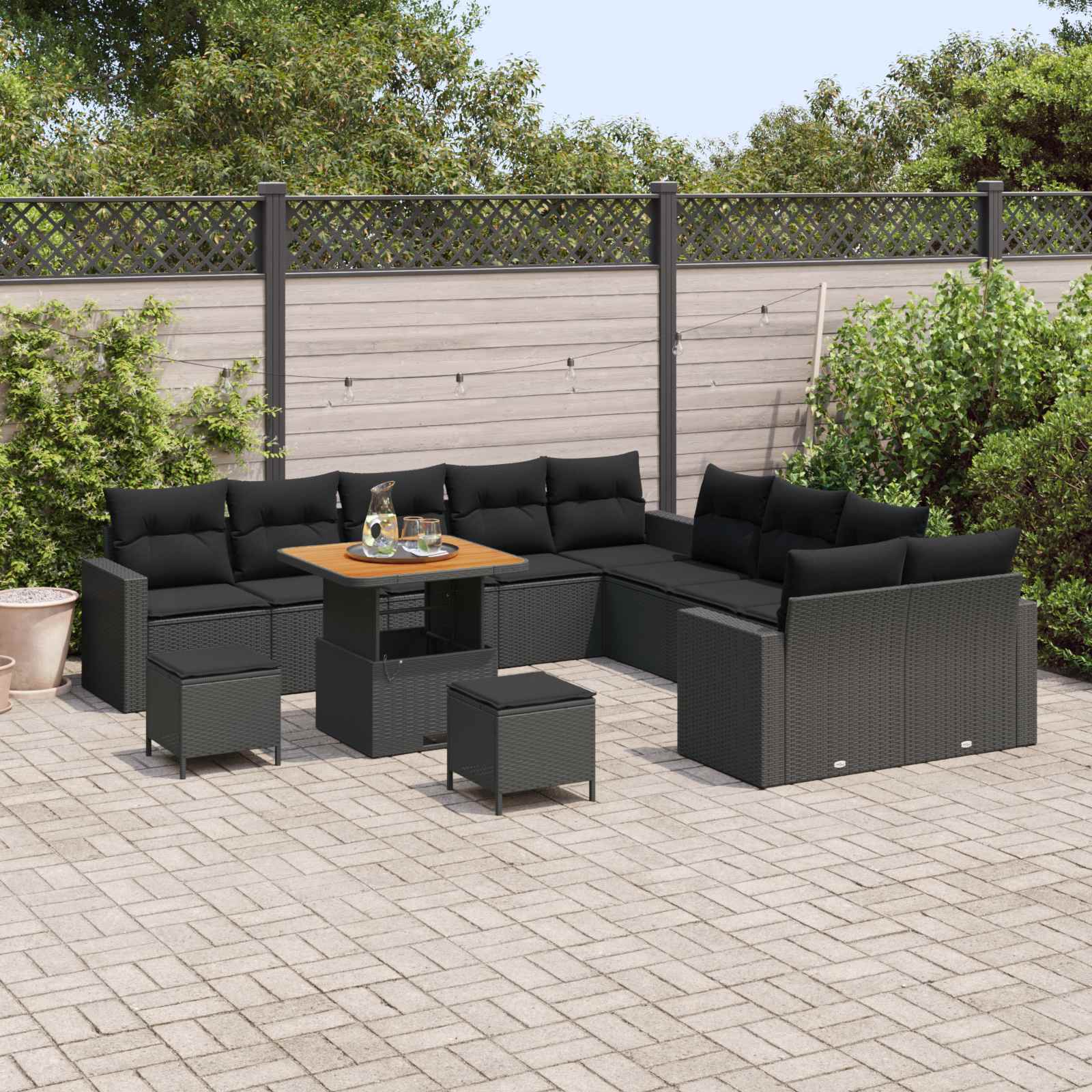 vidaXL Zestaw Sof na Ogród 13 pcs Czarny polirattan