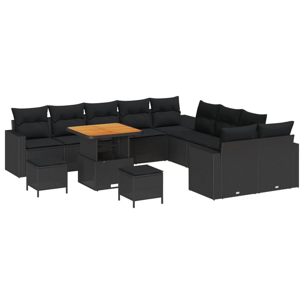 vidaXL Zestaw Sof na Ogród 13 pcs Czarny polirattan