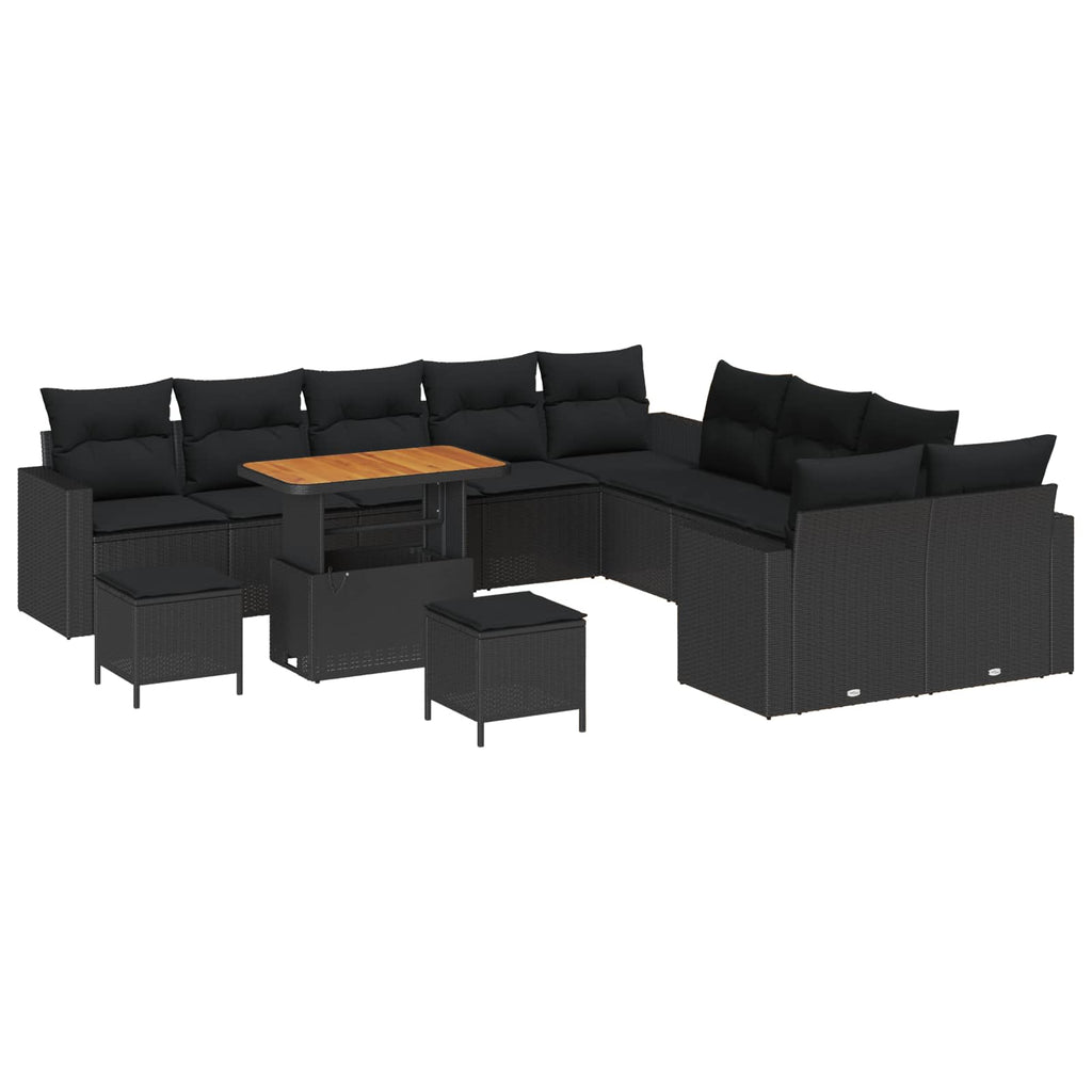vidaXL Zestaw Sof na Ogród 13 pcs Czarny polirattan