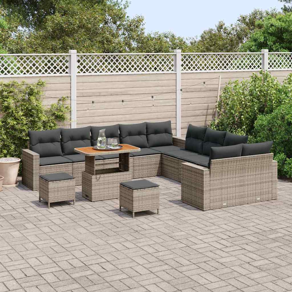 vidaXL Zestaw Sof na Ogród 13 pcs Szary polirattan