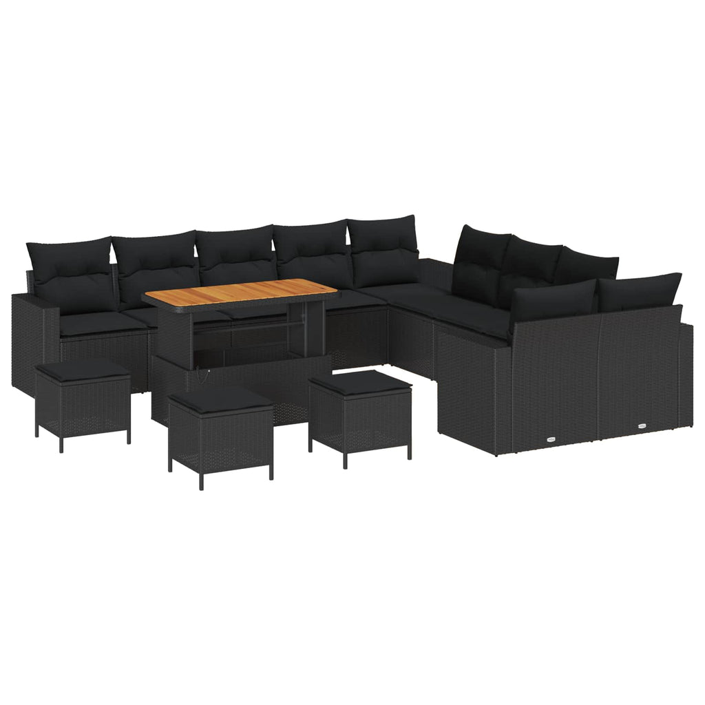 vidaXL Zestaw Sof na Ogród 14 pcs Czarny polirattan