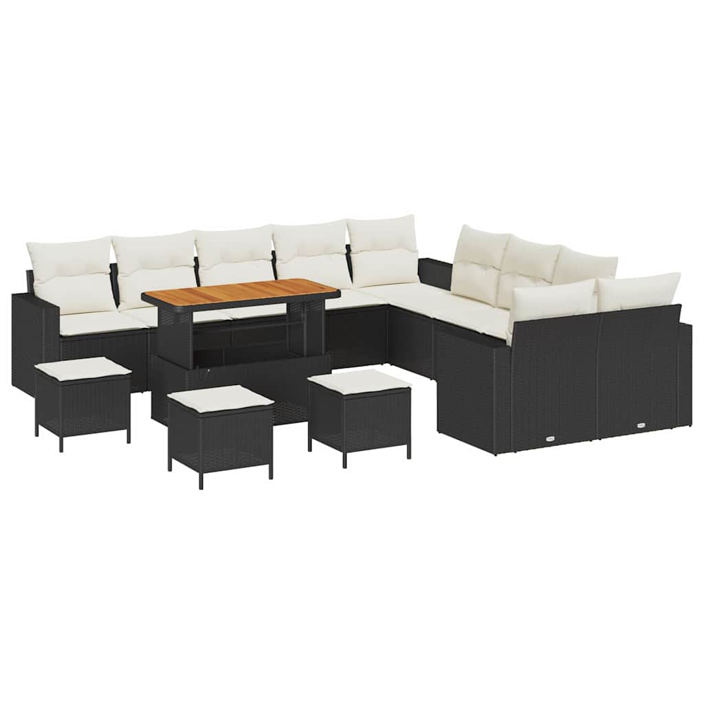 vidaXL Zestaw Sof na Ogród 14 pcs Czarny polirattan