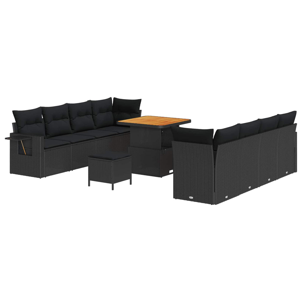vidaXL Zestaw Sof na Ogród z przechowywaniem 11 pcs Czarny Polirattan