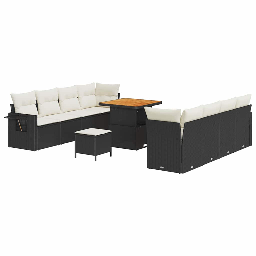 vidaXL Zestaw Sof na Ogród z przechowywaniem 11 pcs Czarny Polirattan