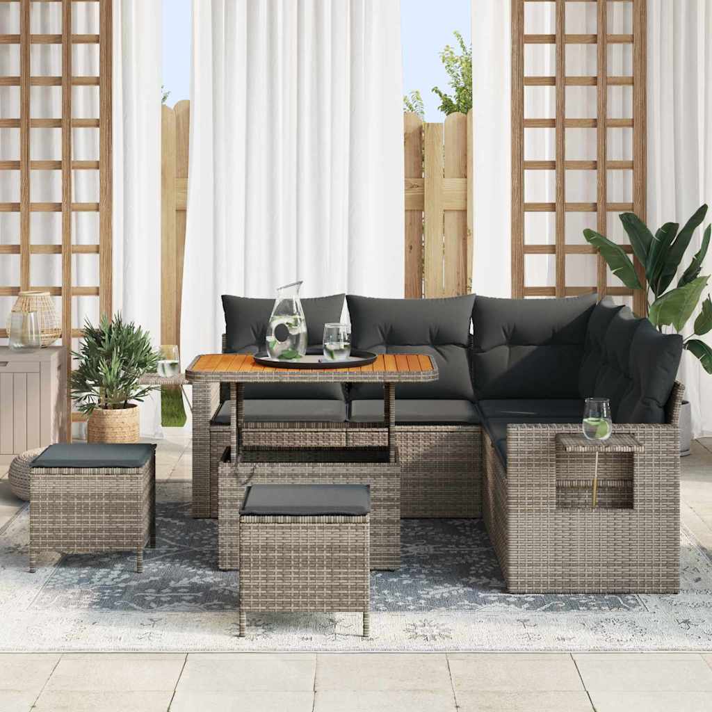 vidaXL Zestaw Sof na Ogród 8 pcs Szary polirattan
