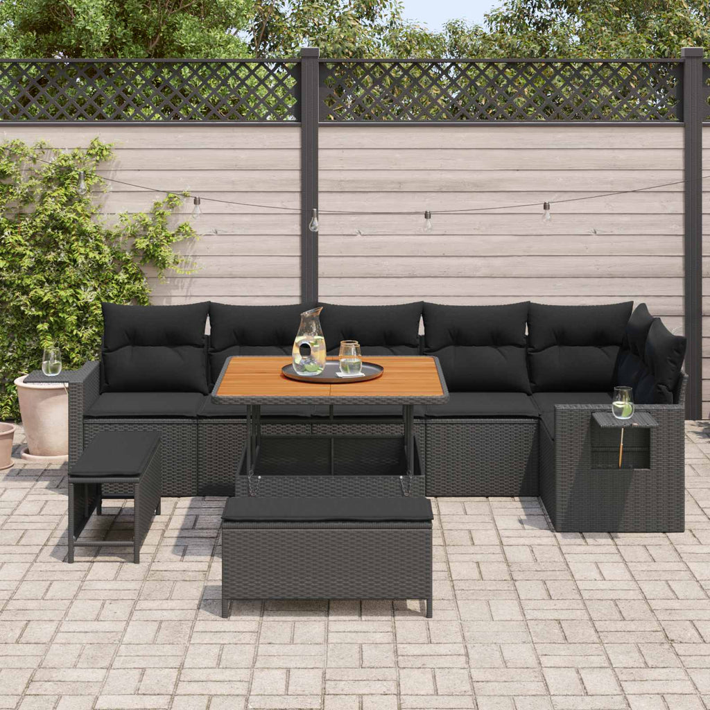 vidaXL Zestaw Sof na Ogród 9 pcs Czarny polirattan