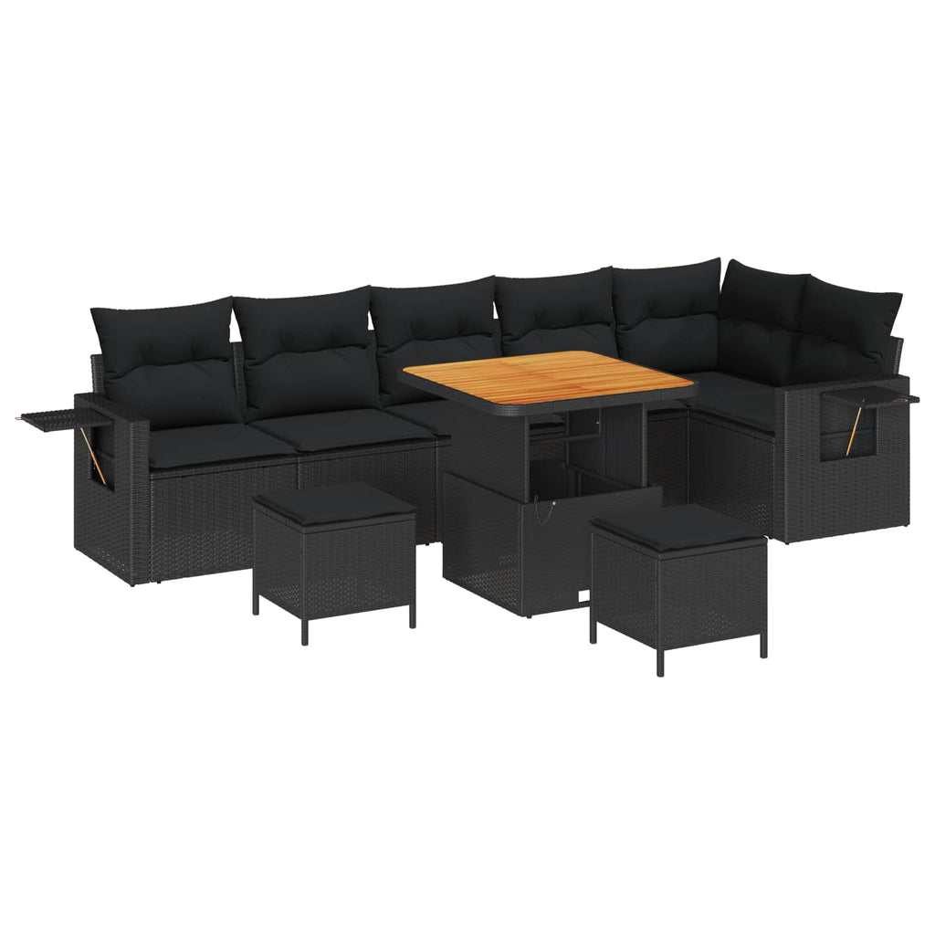 vidaXL Zestaw Sof na Ogród 9 pcs Czarny polirattan