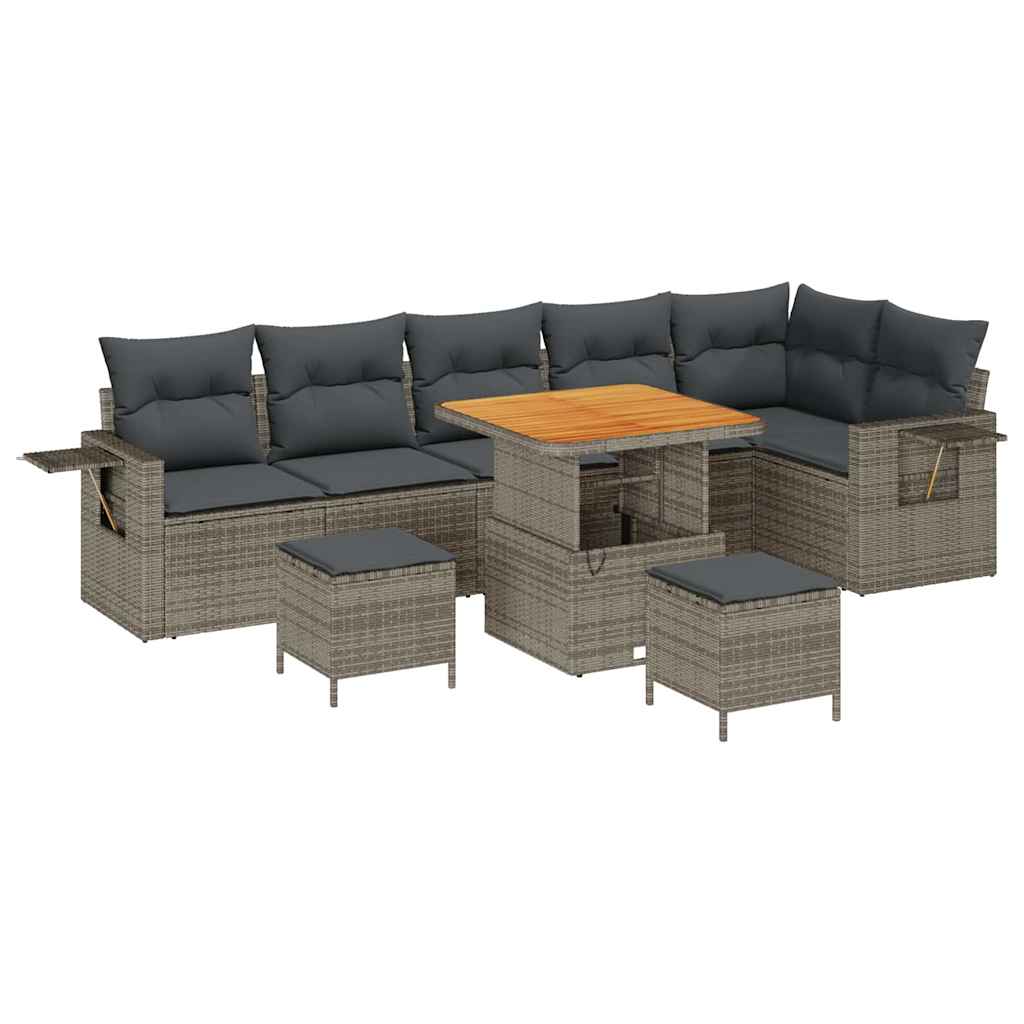 vidaXL Zestaw Sof na Ogród 9 pcs Szary polirattan