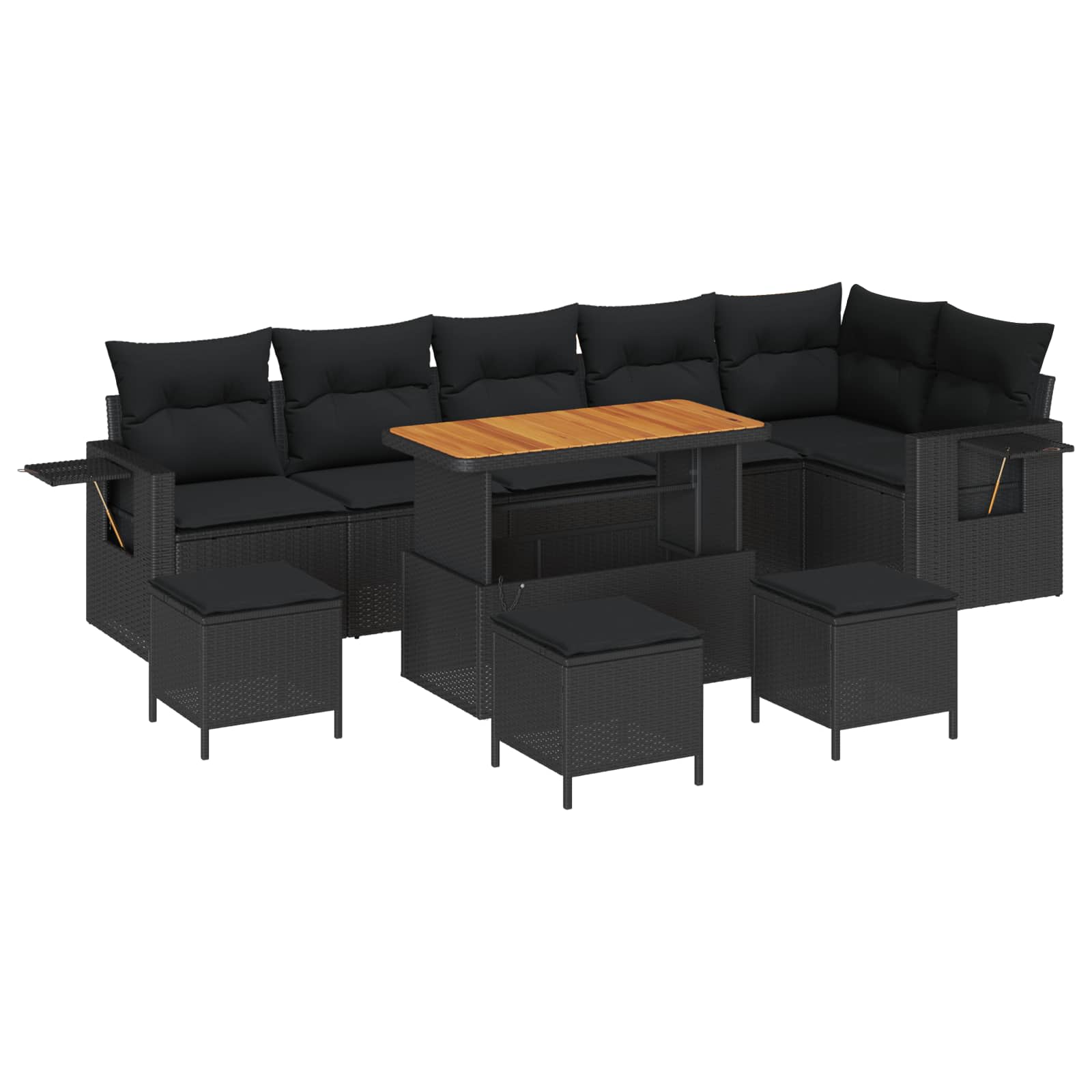 vidaXL Zestaw Sof na Ogród 10 pcs Czarny polirattan
