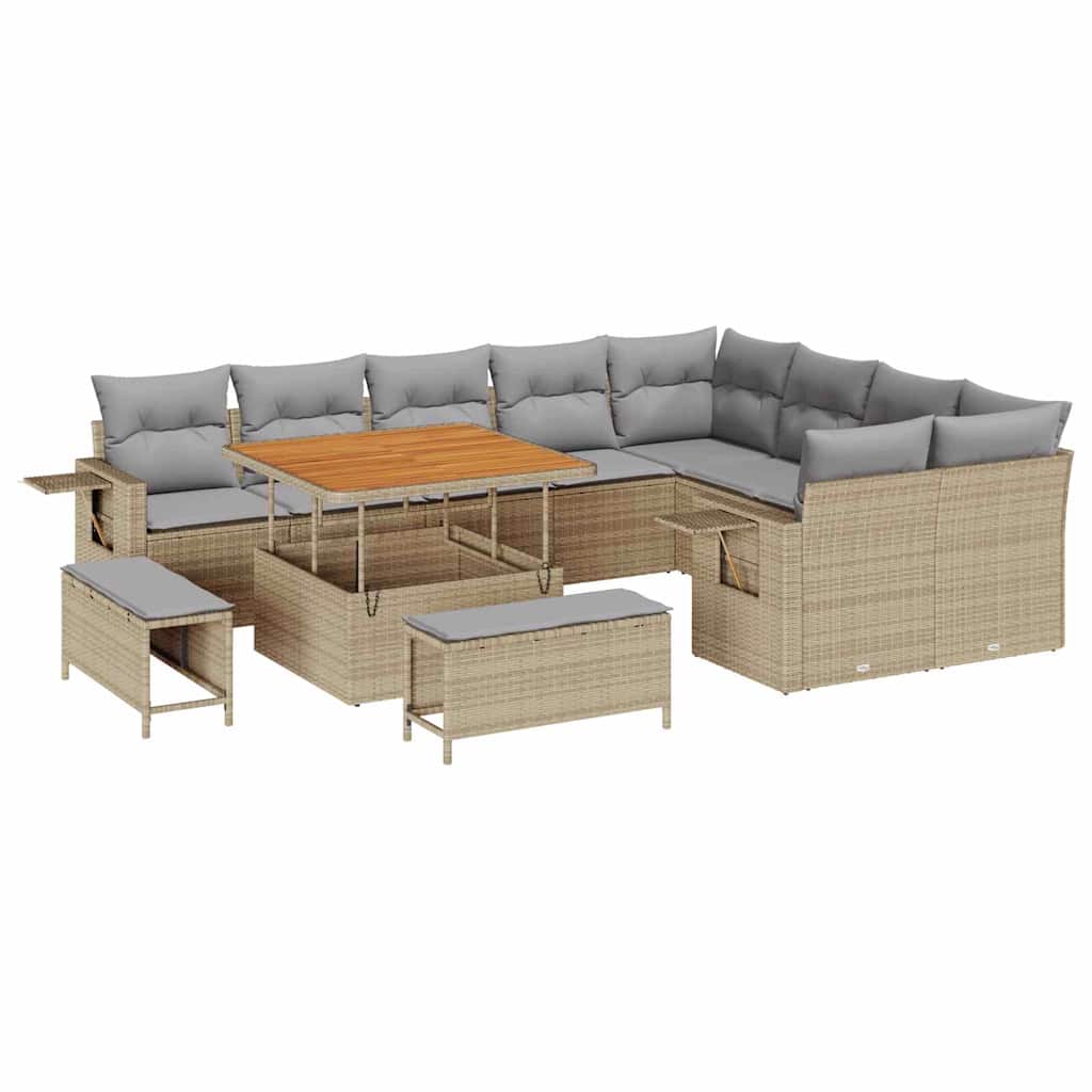 vidaXL Zestaw Sof na Ogród 12 pcs Beżowy polirattan
