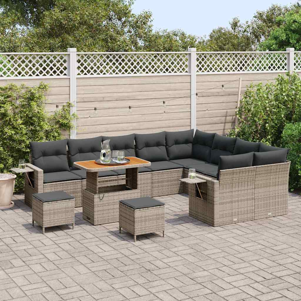 vidaXL Zestaw Sof na Ogród 12 pcs Szary polirattan
