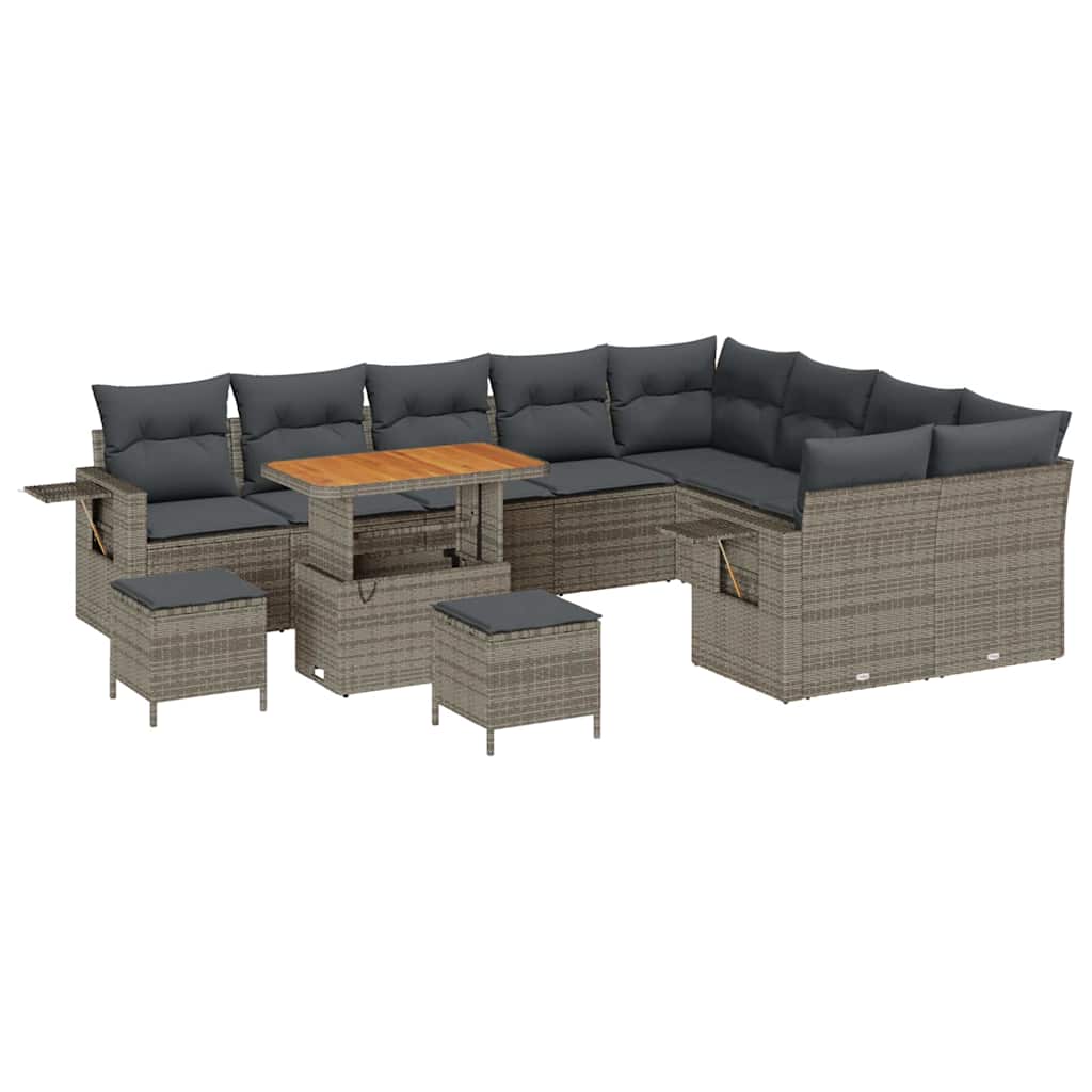 vidaXL Zestaw Sof na Ogród 12 pcs Szary polirattan