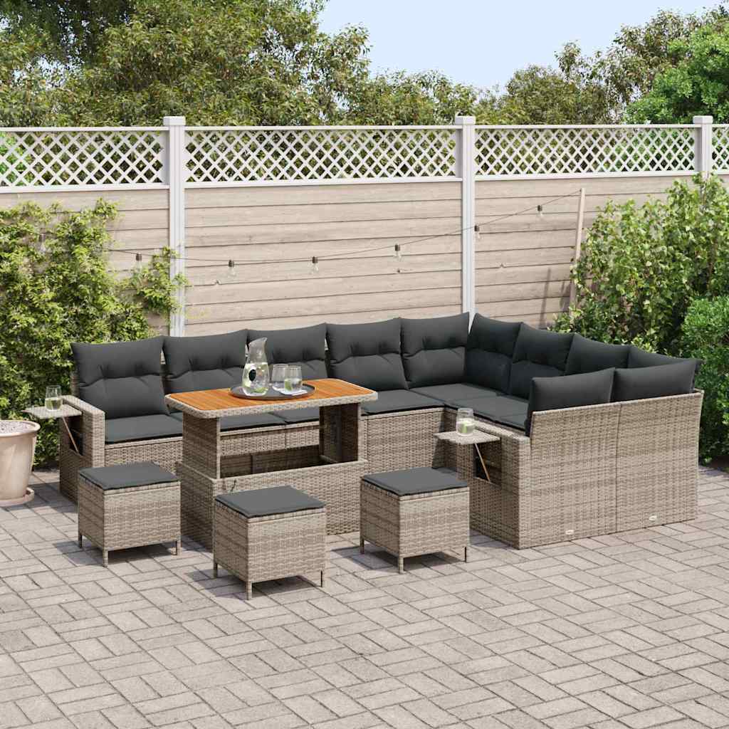 vidaXL Zestaw Sof na Ogród 13 pcs Szary polirattan