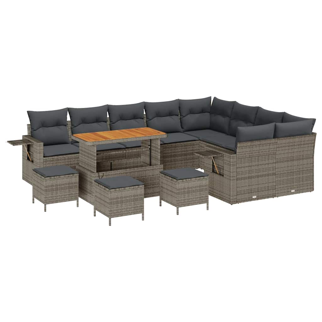 vidaXL Zestaw Sof na Ogród 13 pcs Szary polirattan