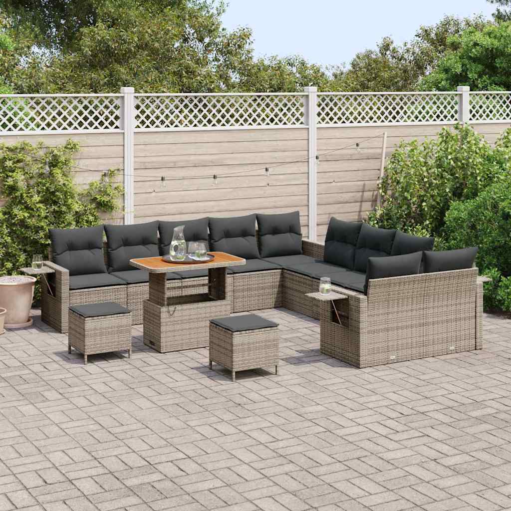 vidaXL Zestaw Sof na Ogród 13 pcs Szary polirattan