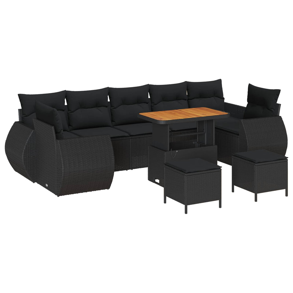 vidaXL Zestaw Sof na Ogród 10 pcs Czarny polirattan