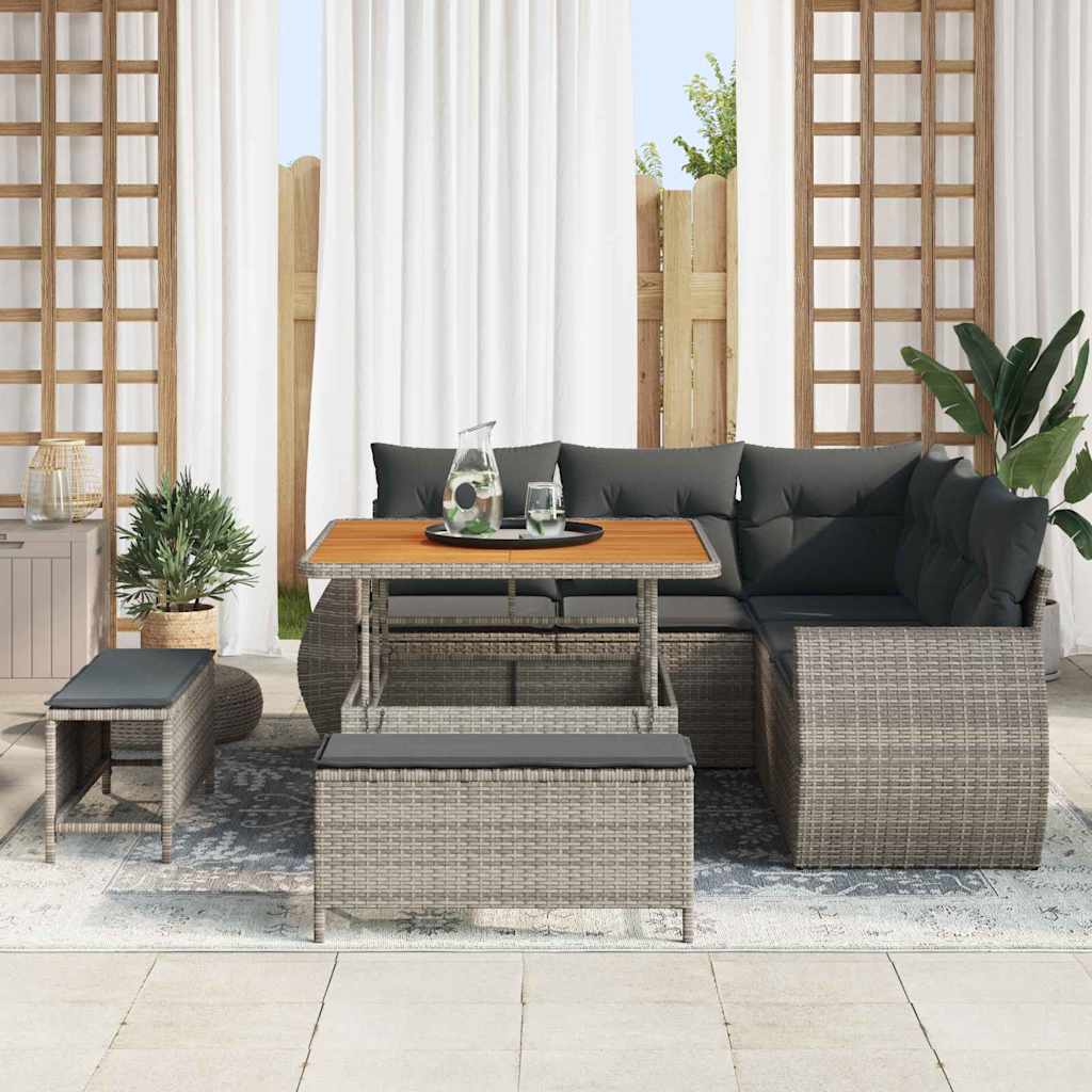 vidaXL Zestaw Sof na Ogród 8 pcs Szary polirattan
