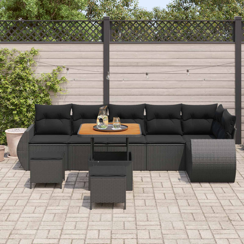 vidaXL Zestaw Sof na Ogród 9 pcs Czarny polirattan