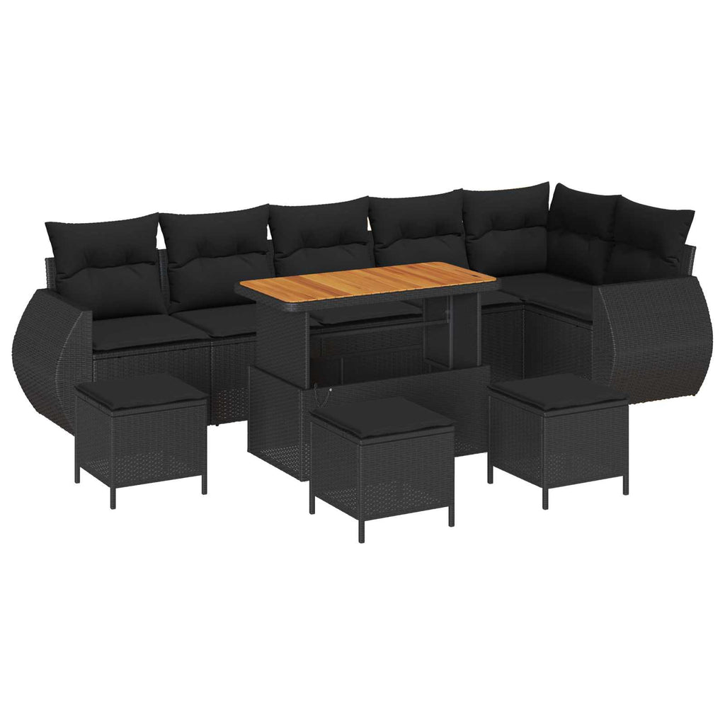 vidaXL Zestaw Sof na Ogród 10 pcs Czarny polirattan