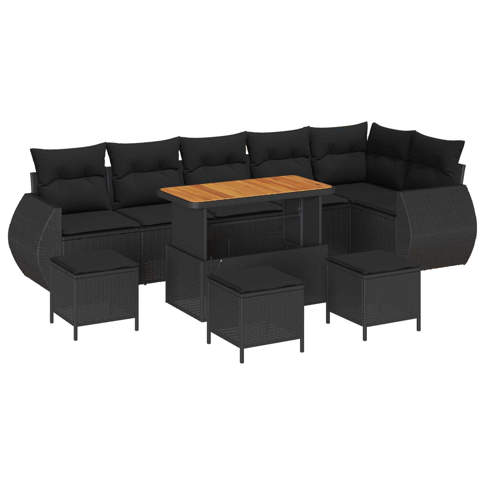 vidaXL Zestaw Sof na Ogród 10 pcs Czarny polirattan