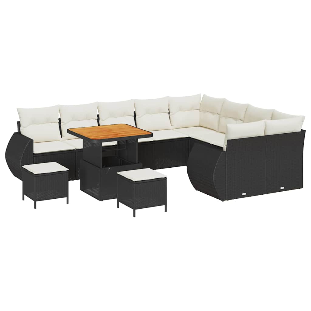 vidaXL Zestaw Sof na Ogród 12 pcs Czarny polirattan